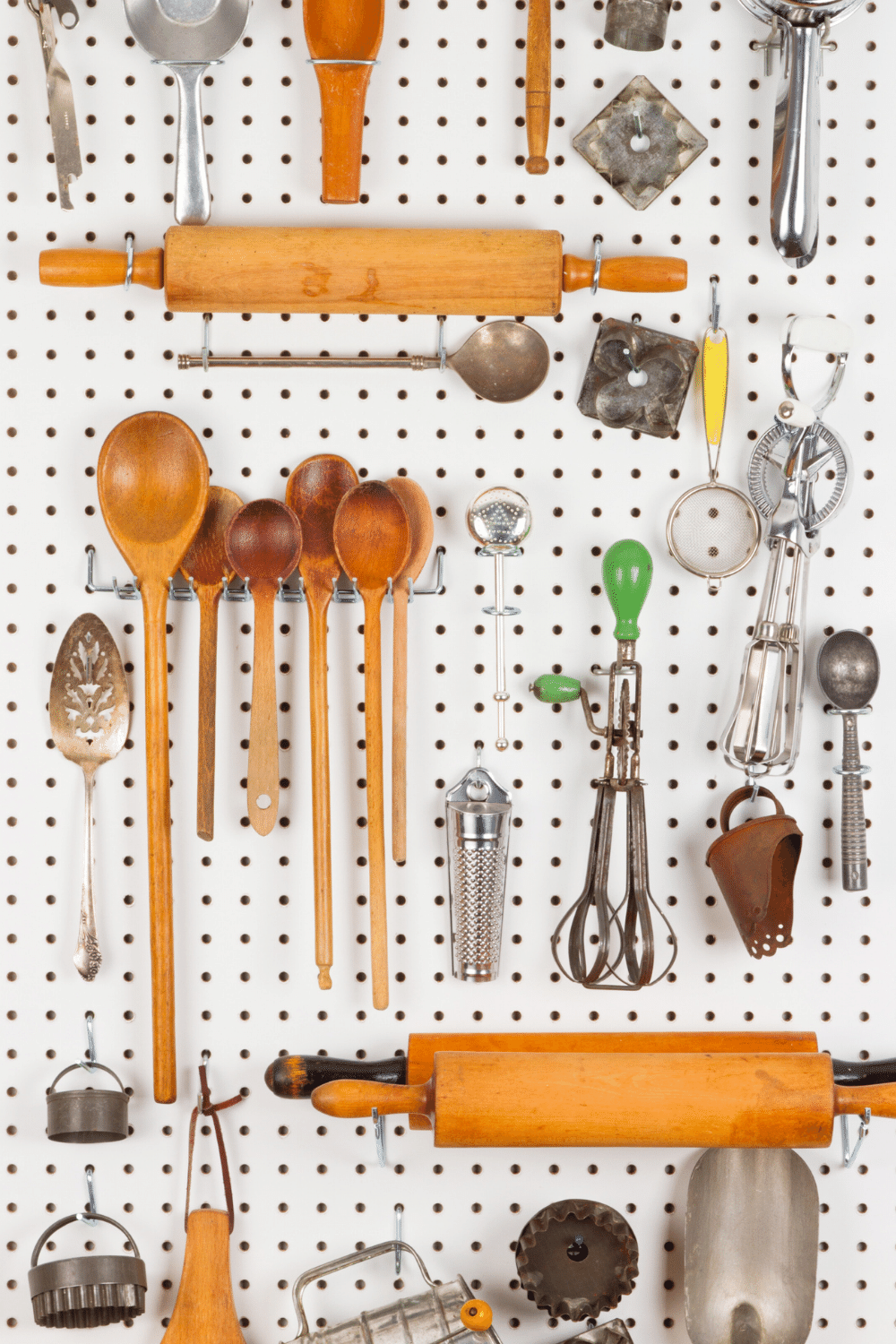 Kitchen Gadgets on Pegboard