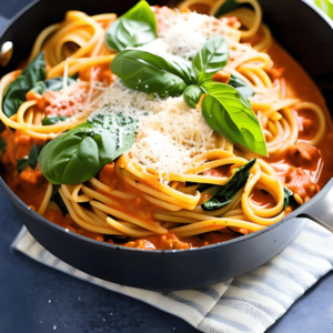 One-Pot Creamy Tomato and Spinach Pasta